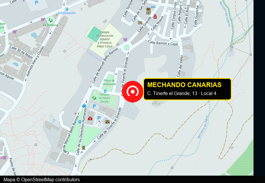 Mapa de calles con la ubicación de Mechando Canarias en C. Tinerfe el Grande, 13, Adeje